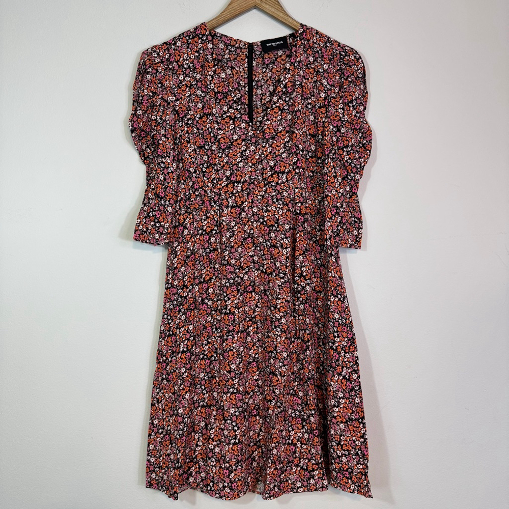 THE KOOPLES Puff Sleeve Cottagecore Floral Print Mini Dress Pink Size 1 (US 4) - Picture 3 of 9